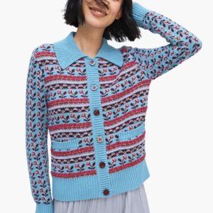New with tags Kate Spade floral fair isle stripe cardigan